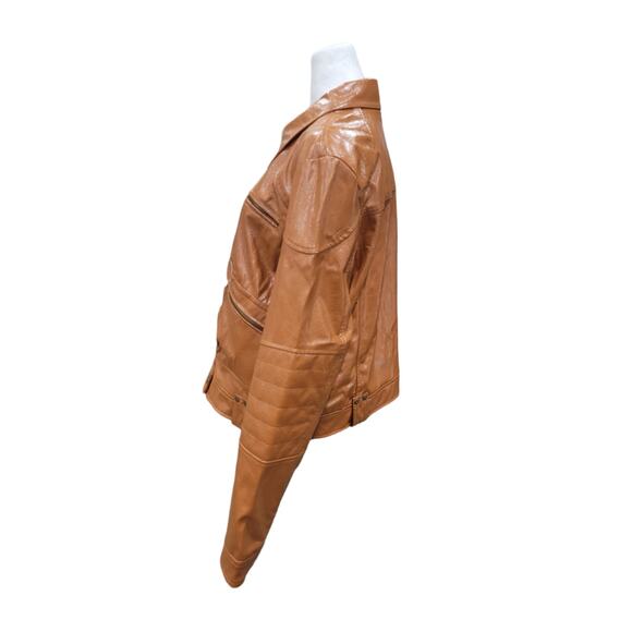 Free People Josie Jacket Large Women's Brown Vegan Leather Moto NEW - Picture 8 of 13